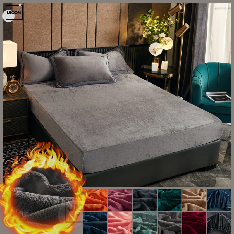 Однотонное покрывало для кровати из молочного бархата зимняя теплая Подгоняемая