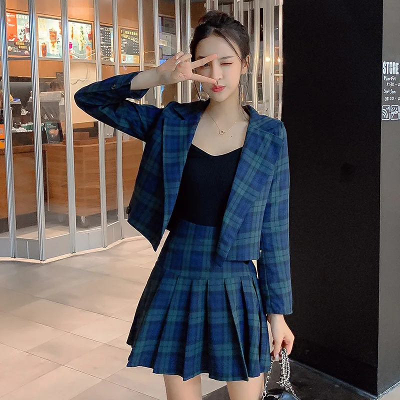 Женские костюмы с юбкой британская короткая куртка осенние корейские женские