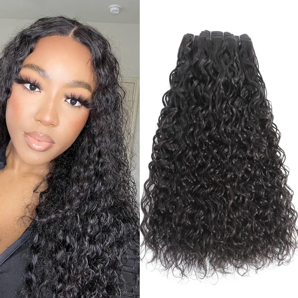 10A Water Wave Cheap Curly Weave Human Hair Weave Natural Black Brazilian 100% Virgin Remy Wet and Wavy Remy Hair Bundles