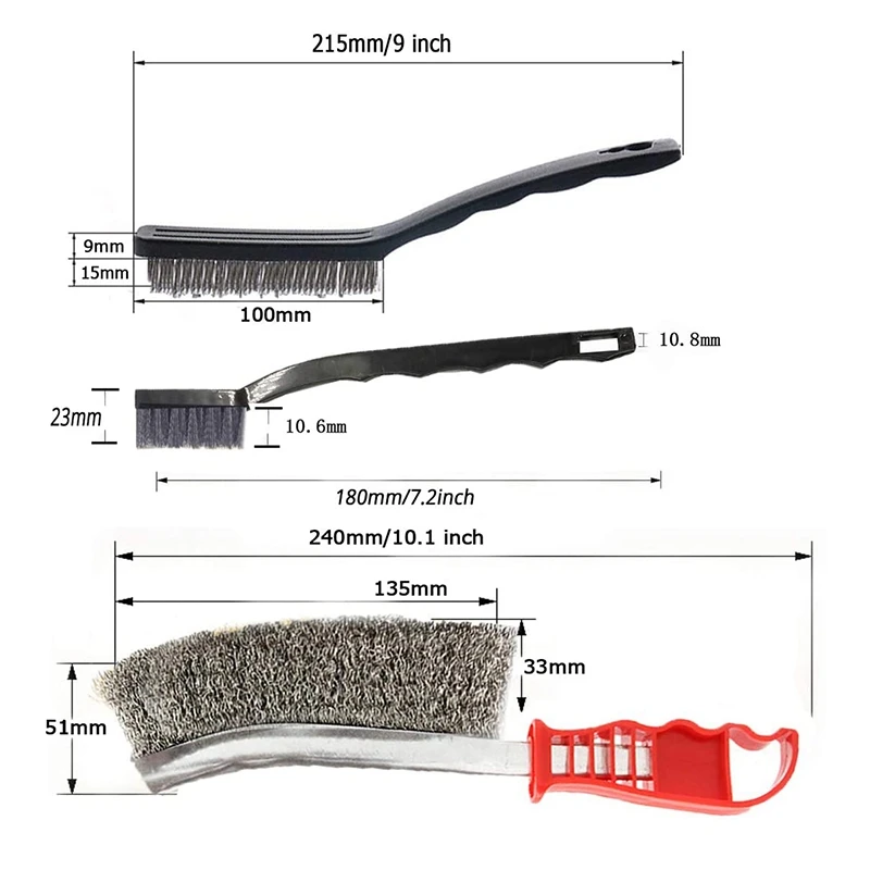 

9Pcs Wire Brush for Rust Removal Small Wire Brush for Cleaning Welding Slag Rust Dust and Outdoor Drill Grill