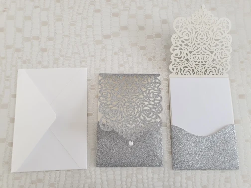 10 шт. свадебные приглашения не печать полые кружева шаблон лазерная резка карман