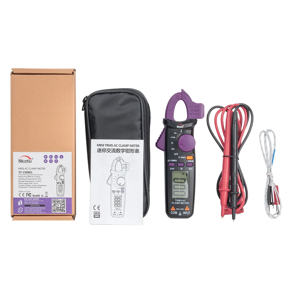 Nicetymeter CM801 True RMS отсчетов цифровой зажим мультиметров сопротивление температуры