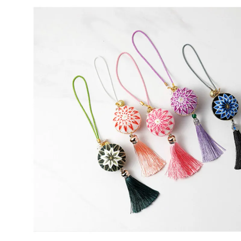 

2020 NEW Embroidery Car Hanging Ornament Bag Ornaments Kids Room Interior Luck Decorating Wind Bell Purple Decorative Hanging