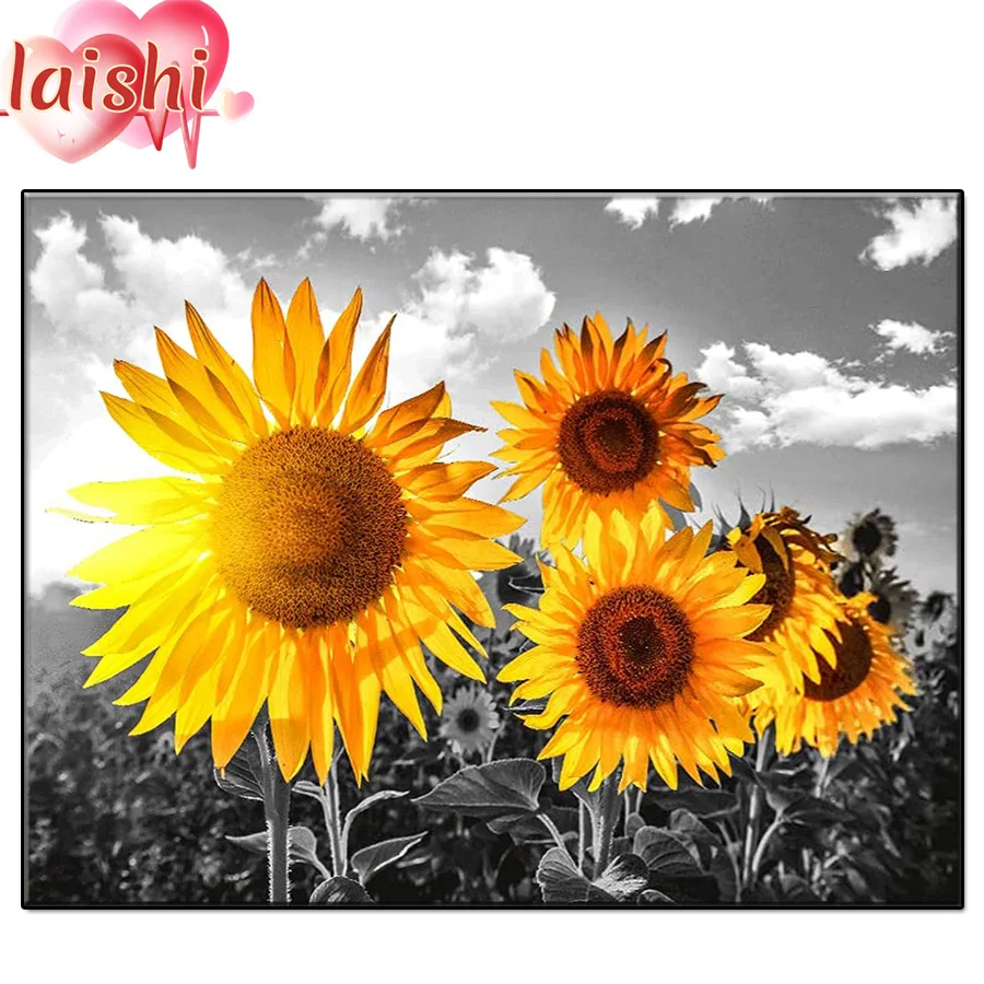 

Подсолнухи, солнечный свет, алмазная живопись, полная Алмазная круглая Алмазная вышивка, мозаика, украшение для дома, узор ручной работы, Но...