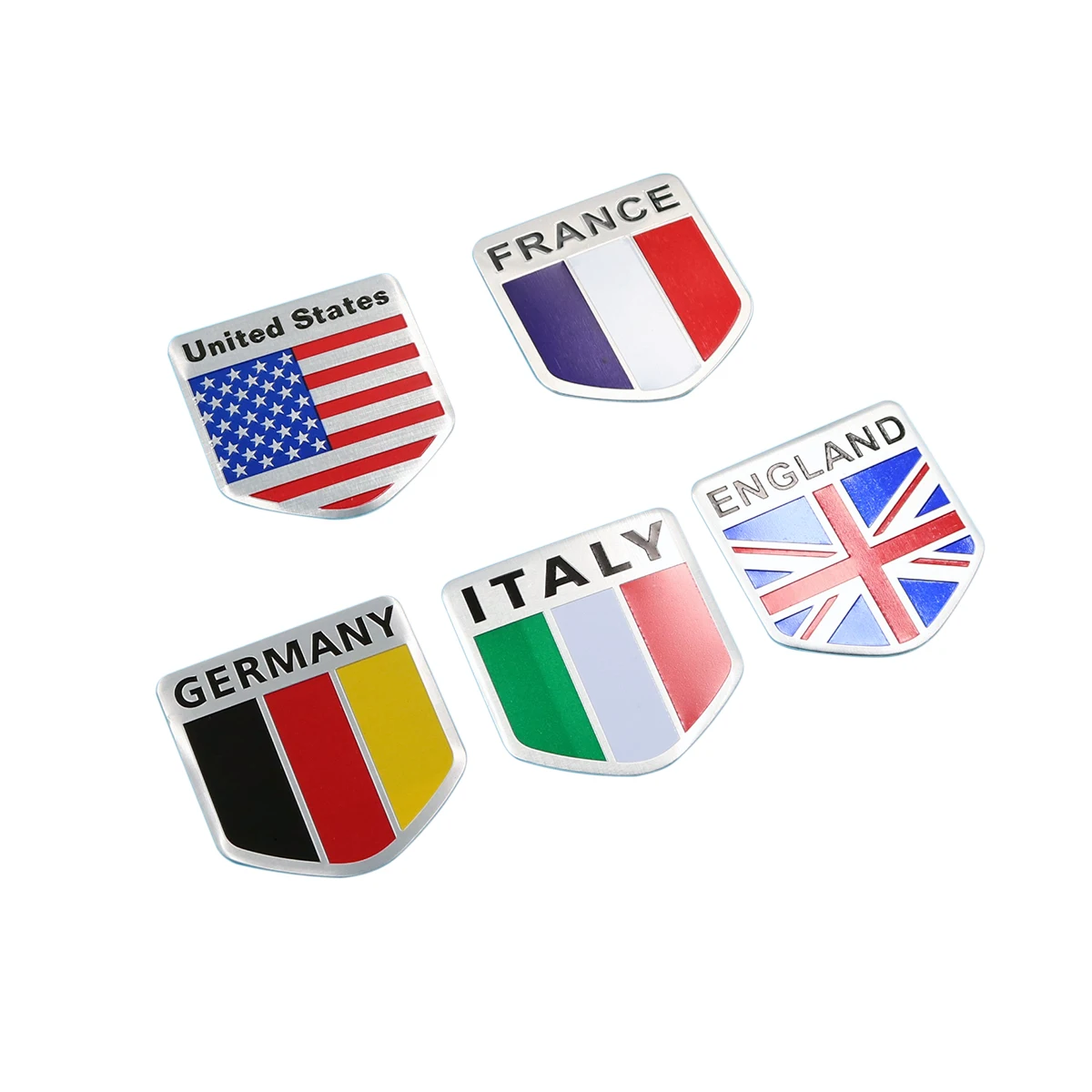 

Aluminum 3D Sticker Car Auto Germany German France Italy Italian UK United Kingdom US United States Flag Badge Decal Emblem