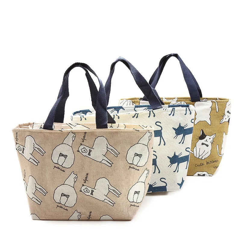 

Animal Portable Insulation Bag Waterproof Cotton Hemp Lunch Bags Take Out Insulation Bag Fashion Ice Pack Lunch Bags