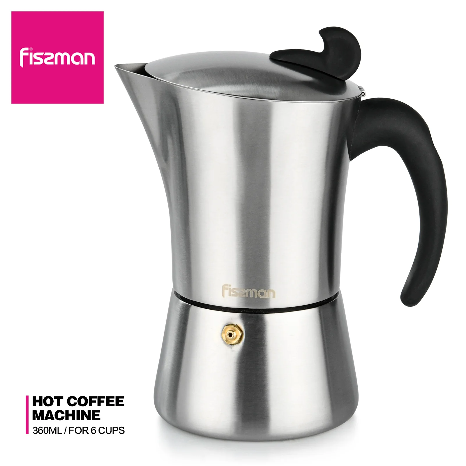 FISSMAN 360 мл плита из нержавеющей стали Эспрессо кофеварка латте мокко инструмент