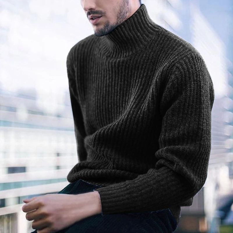 

Men Sweaters Solid Color Turtleneck Sweater Men Long Sleeve Knitted Pullover Men Sweaters Mens Clothes Pull Homme Ropa Hombre