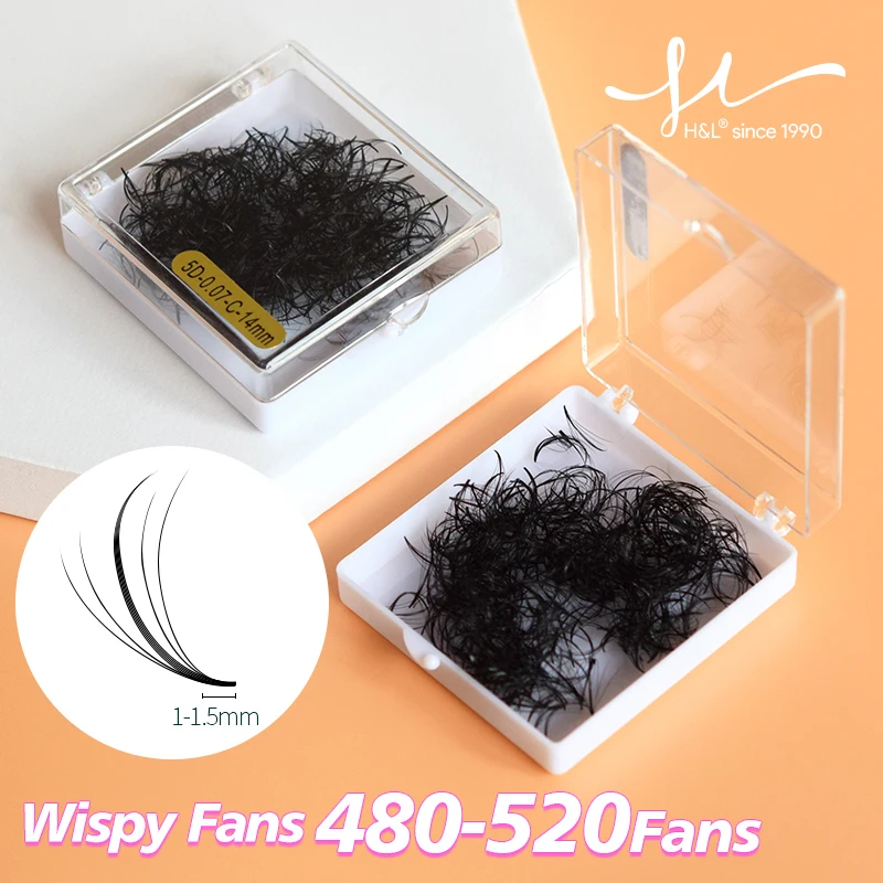 H&L SINCE 1990 PreMade Wispy Fans  Length Safest Wispy Russian Volume Lashes Extension Hybrid Wimpers For Natural Look