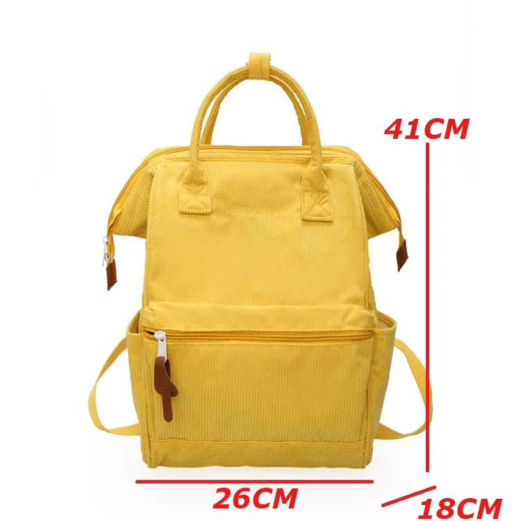 Вельветовые Рюкзаки Женские школьные сумки для подростков девочек Mochila большой емкости повседневные дорожные рюкзаки женский рюкзак