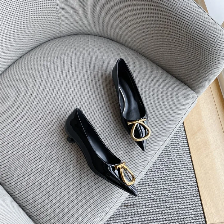 

MLJUESE 2020 women pumps cow leather autumn spring black color slip on pointed toe thin heel high heels party dress