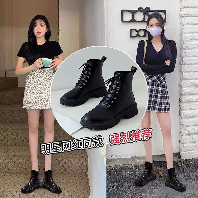 

Martin Boots Women's British Style 2021 New Tide Take Autumn And Winter Plus Velvet Thick-soled Short Boots Spring And Autumn Si