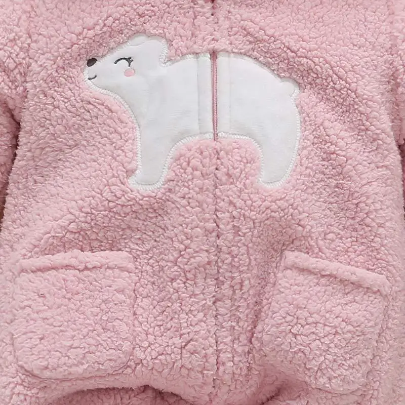 Зимняя одежда для новорожденных девочек теплый комбинезон из плотного флиса
