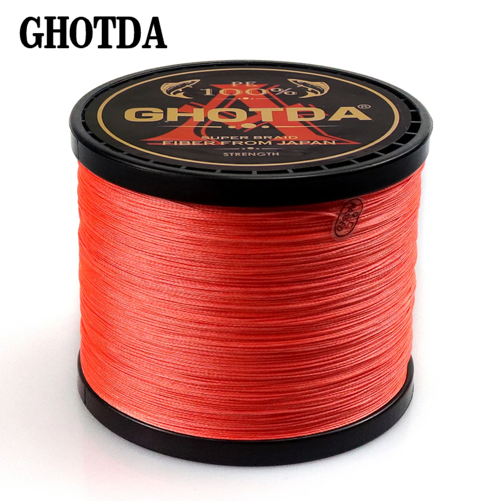 Плетеная леска GHOTDA 4 нити оранжевые 300 м 500 1000 шнур linha multifilamento плетения для