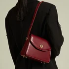 Винтажная женская сумка на ремне винного цвета, маленькая квадратная сумка, роскошная дизайнерская кожаная белая сумка на плечо для женщин