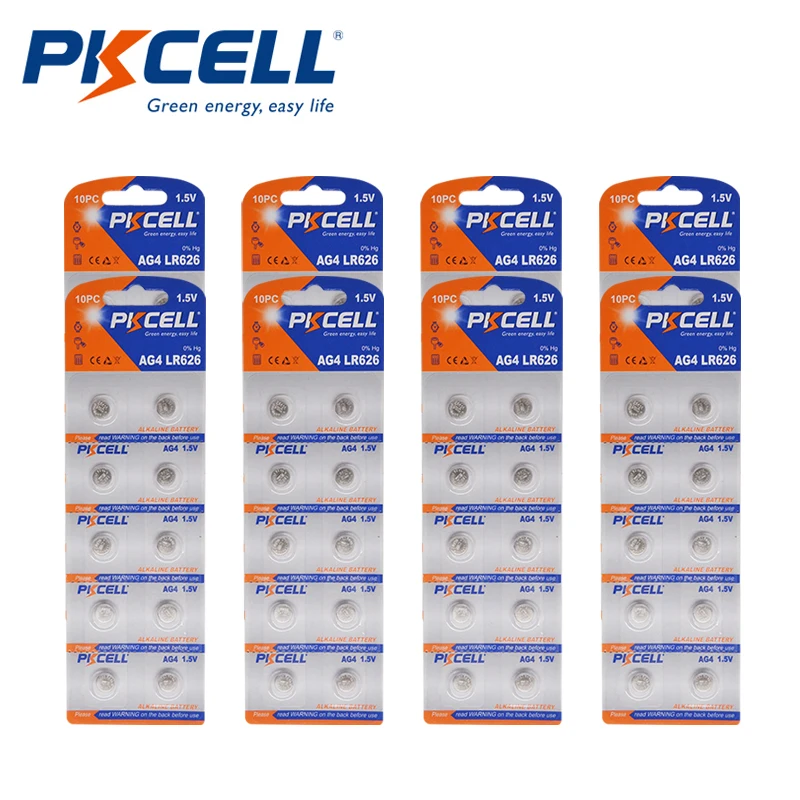 80 шт. PKCELL AG4 щелочная батарея 377A 377 LR626 SR626SW SR66 LR66 1 5 V кнопочные батареи для монет