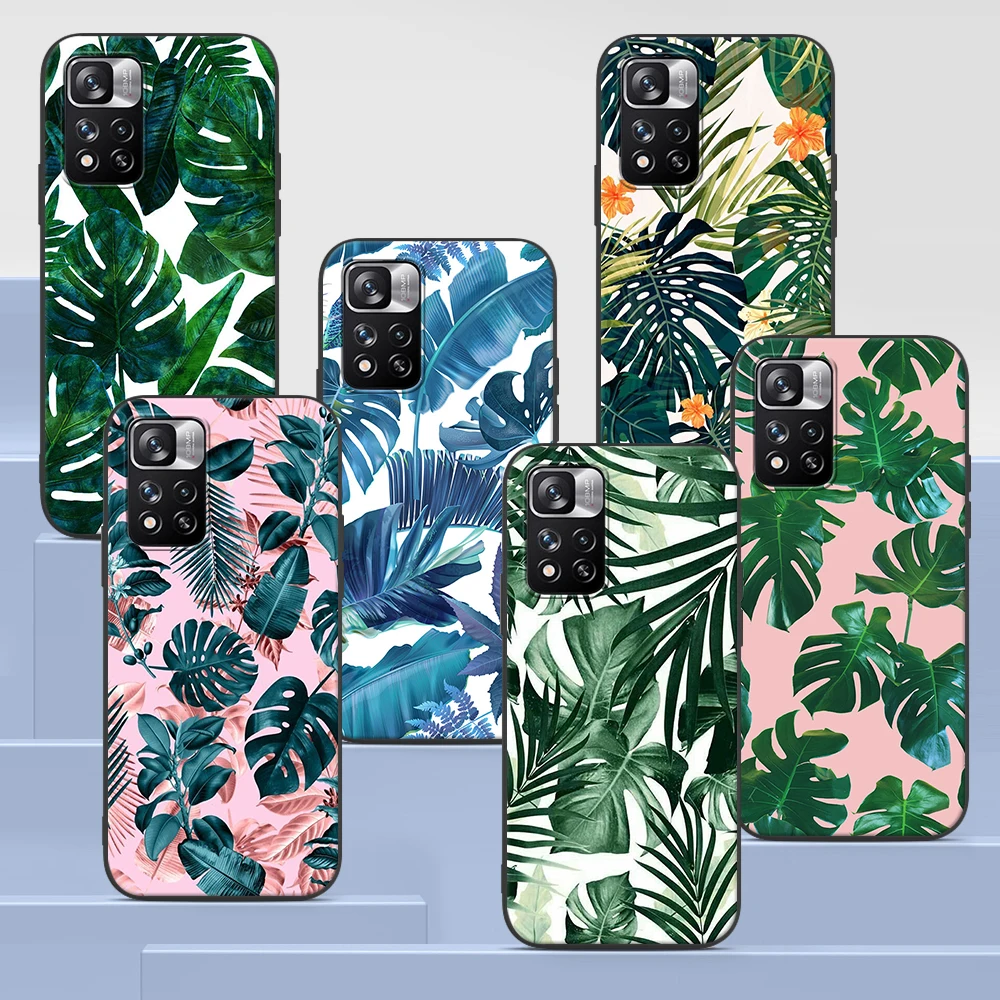 

Vintage Cute Flower Leaves Case for Xiaomi Redmi Note 9S 9 8 10 11 Pro 9C 9A 7 8T 7A 8A 6A 6 10S Black Soft Silicone Phone Cover