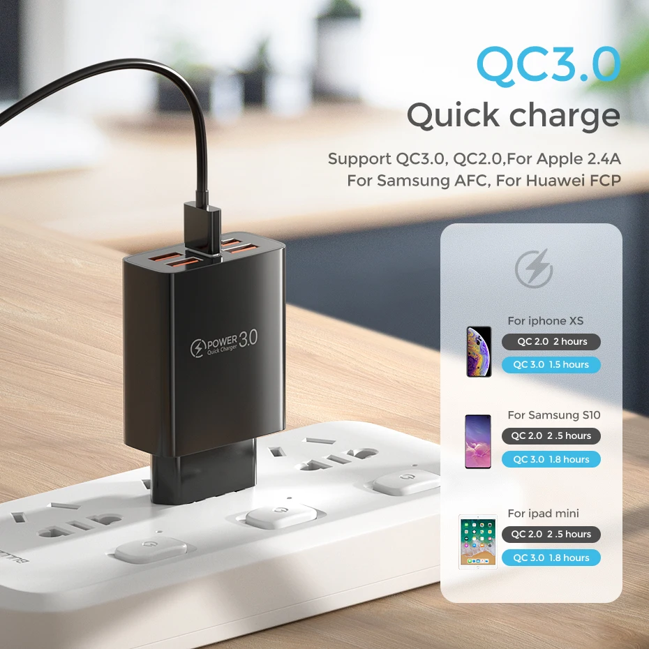 48w 5 usb charger quick charge for iphone 12 pro max xiaomi mi mix 4 oneplus universal travel mobile phone fast charging charger free global shipping