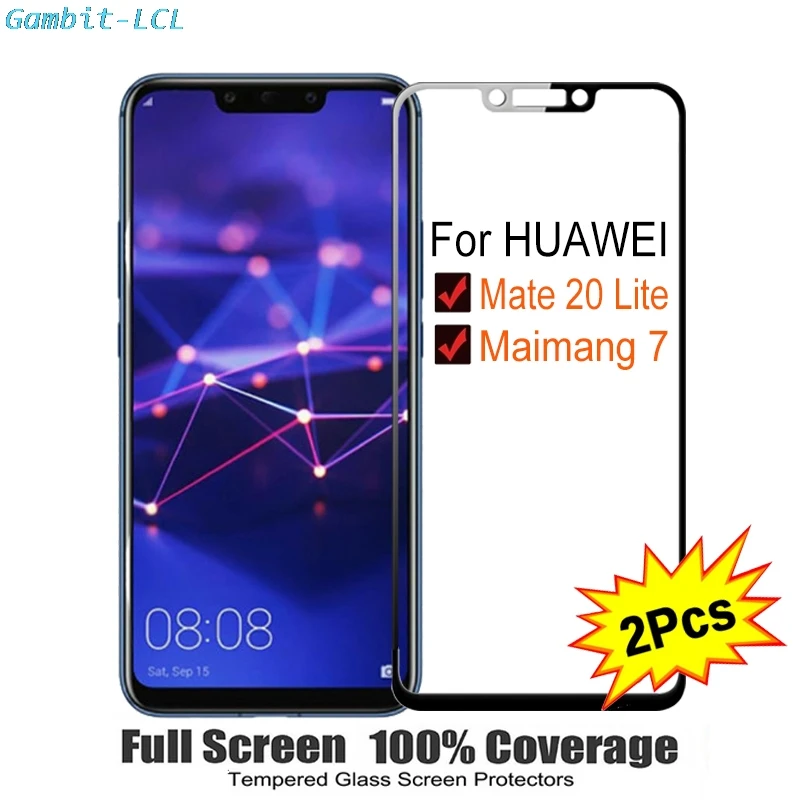 

Закаленное стекло с полным покрытием для Huawei Mate 20 Lite (Maimang 7) 6,3 дюйма 20 LITE, 2 шт., защитная пленка для экрана, защитное стекло