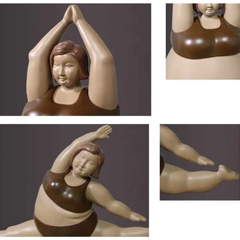 Европейская абстрактная скульптура Fat Lady Красивая йога девушка художественные статуэтки Смола искусство и ремесло настольное украшение офис R2331