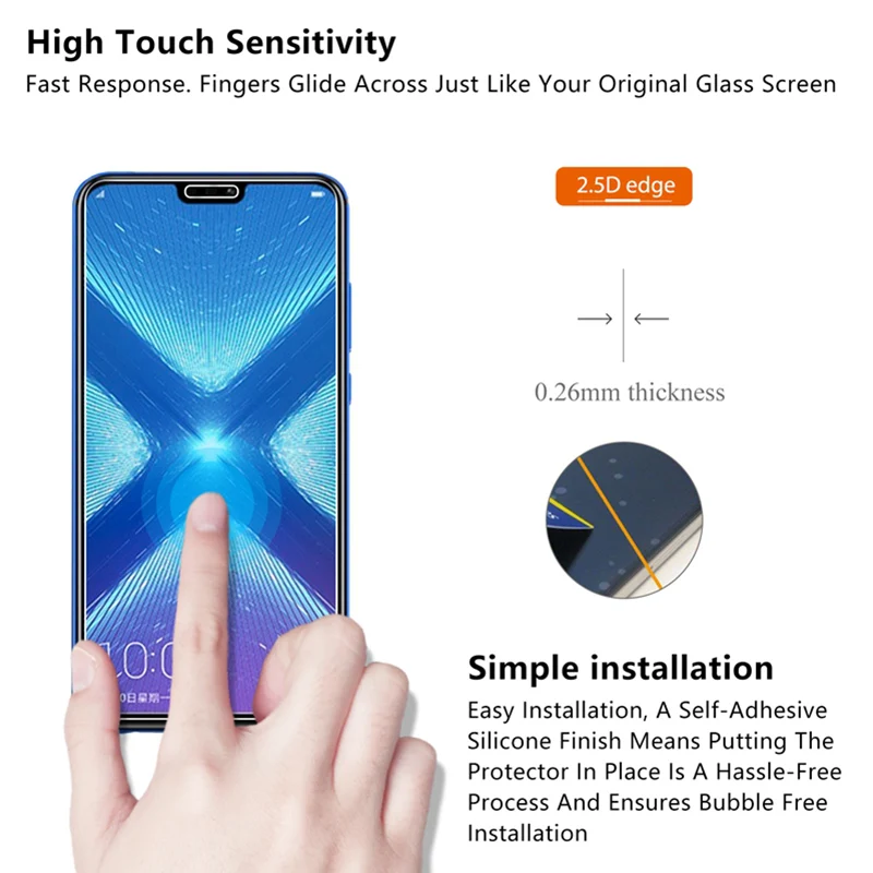 1pcs/2pcs Transparent Screen Protector for Honor 8 Pro 8C 7S 7 Lite 6 9H HD Protective Glass on Huawei Note 10 | Мобильные телефоны