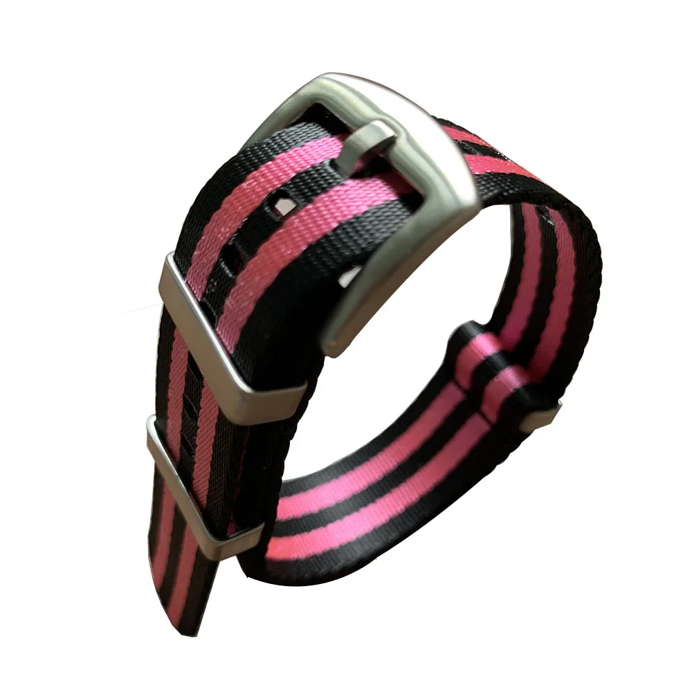 Ремешок нейлоновый двойной для наручных часов съемный браслет с черными линиями
