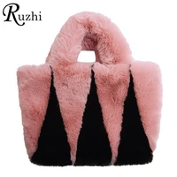 plush tote bag luxury color contrast chain bags for women 2021 new winter crossbody bag fluffy bags comfortable shoulder bags