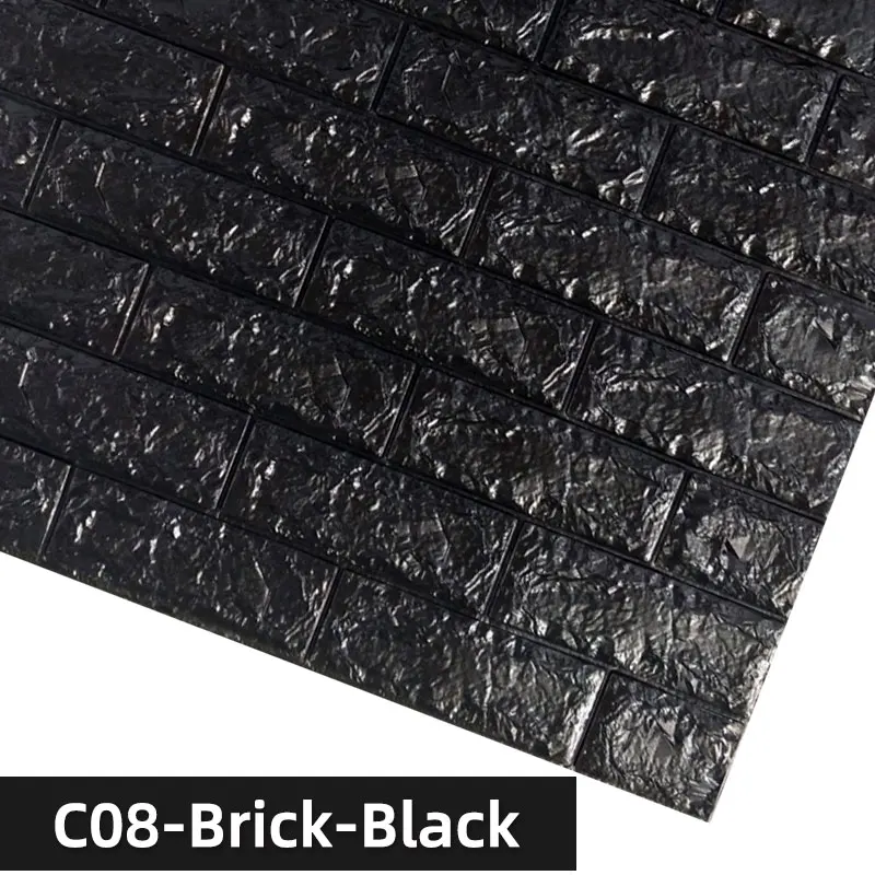 C08-Brick-Black Kaguyahime 3D DIY самоклеющиеся обои кирпич Водонепроницаемая настенная декоративная наклейка для детской комнаты кухонные обои наклейки для дома - Цвет: C08-Brick-Black