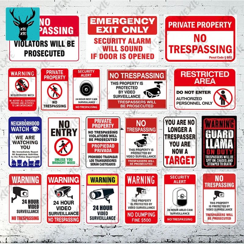 

Monitoring Equipment No Trespassing Sign Warning Metal Sign Video Surveillance Sign Wall Decor Yard Sign No Entry Metal Signs