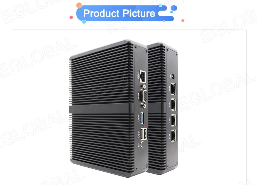 Процессор EGlobal fanless Pfsense, мини-ПК Linux J1900 4 ядра Nano Itx 4* Intel WGI211AT Gigabit RJ45 сетевой брандмауэр маршрутизатор сервер безопасности
