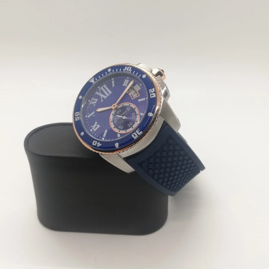 

Classic Mens Watch Automatic Mechanical Movement Rose Gold Case Stainless Steel Blue Dial Sapphire Crystal Man Watches