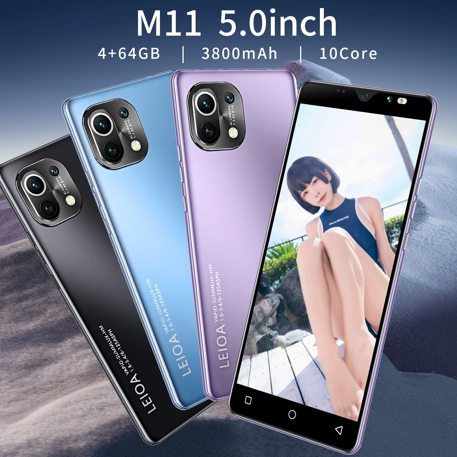 

New Arrival M11 Pro 5.0Inch 5G Mobilephone 480*960 3800MAH 8MP+16MP 8+128GB 10Core Finger Face ID Dual SIM Card Latest Android10