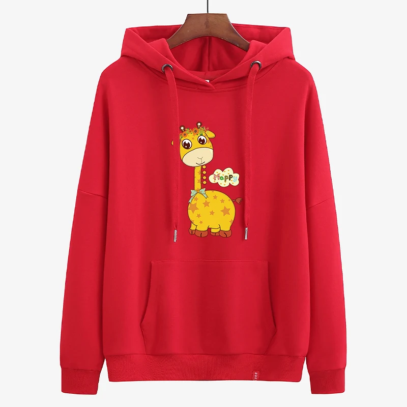 

Giraffe Printed Animal Hooded Winter Pocket Pullovers Hoodies Women Oversized Sweatshirts Hoodie Autumn Casual Clothes Tops