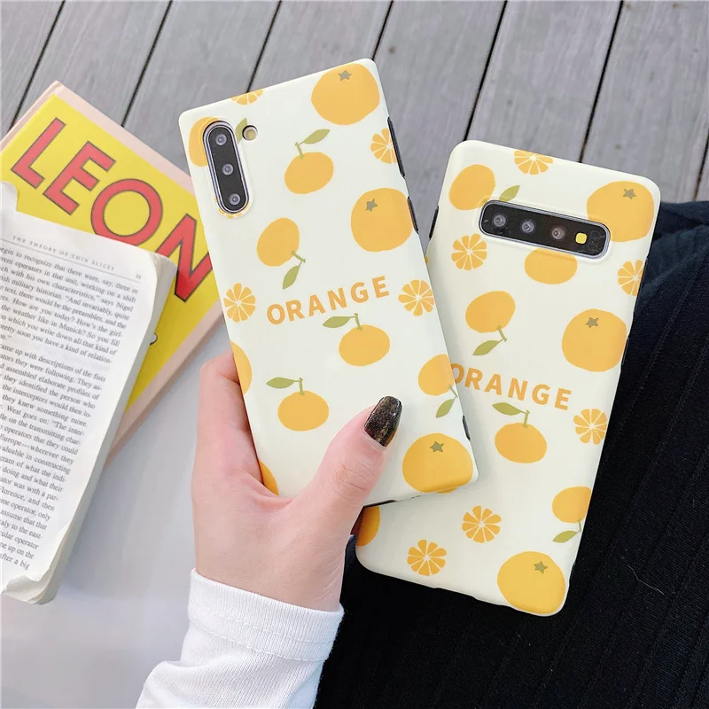 Оранжевый Летних Фруктов мягкий чехол для Samsung милый S10 плюс Чехол телефона S8 Galaxy