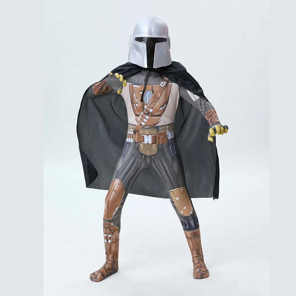 Детский костюм Мандалора для косплея комбинезон накидка наряд одежда Хэллоуина
