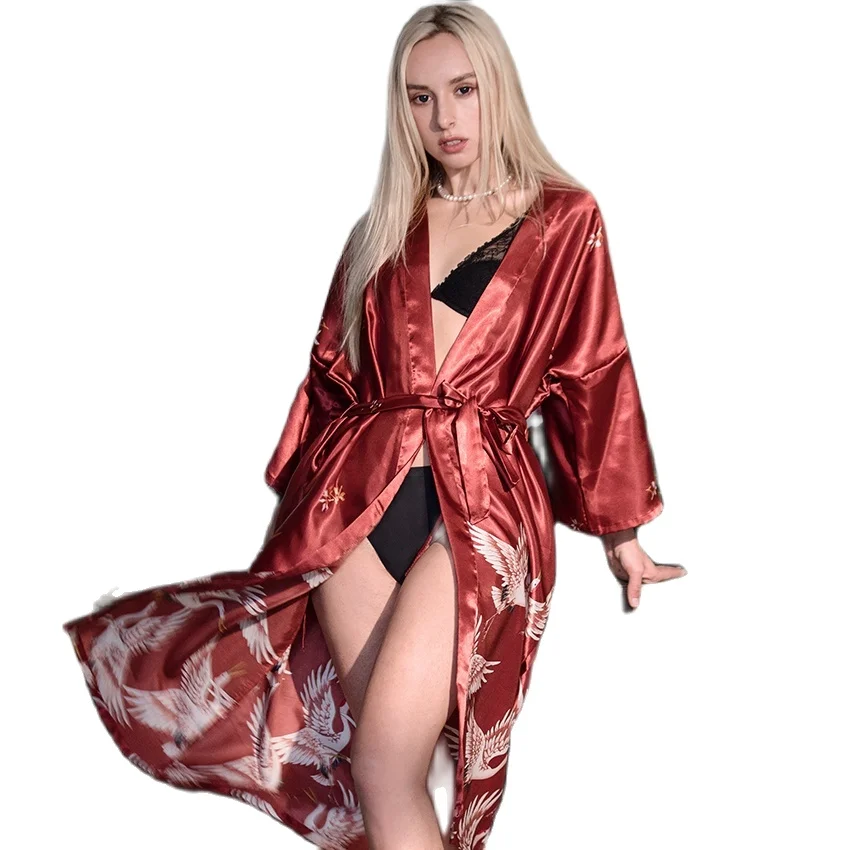 Халаты для женщин искусственный шелк пол сексуальная ночная рубашка размера