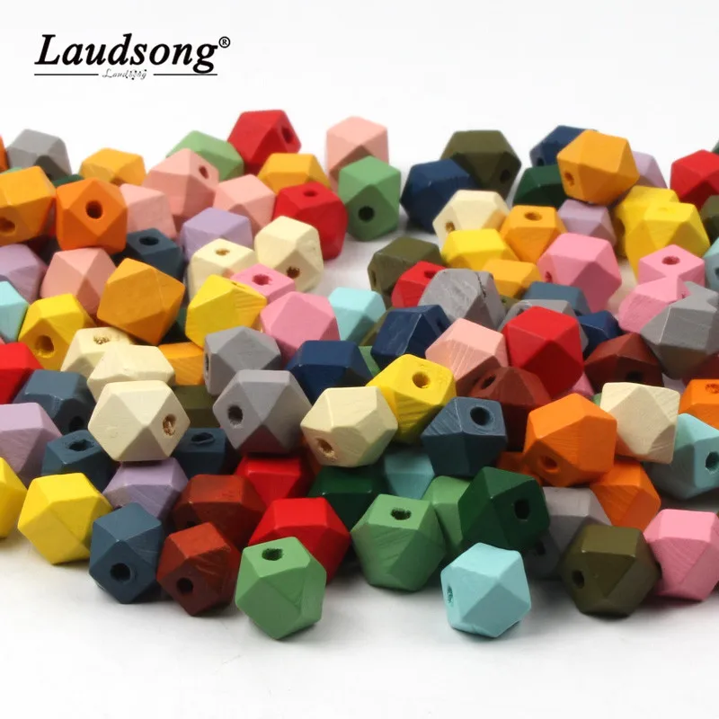 Разноцветные Восьмиугольные деревянные бусины 10 мм для креативного