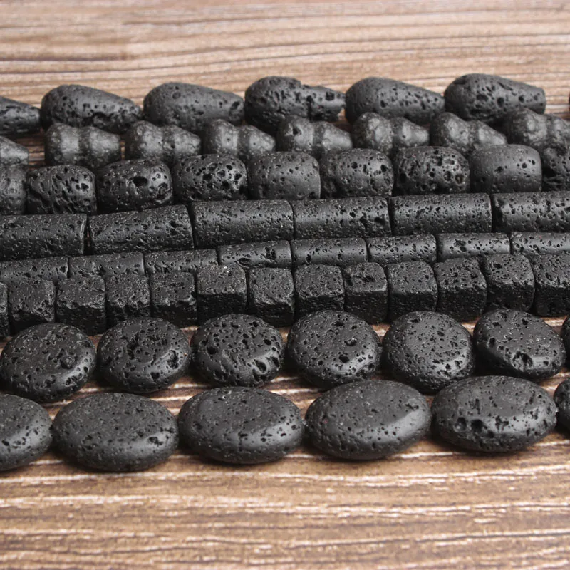 Модные натуральные ювелирные изделия Lan Li из черного лавового камня свободные