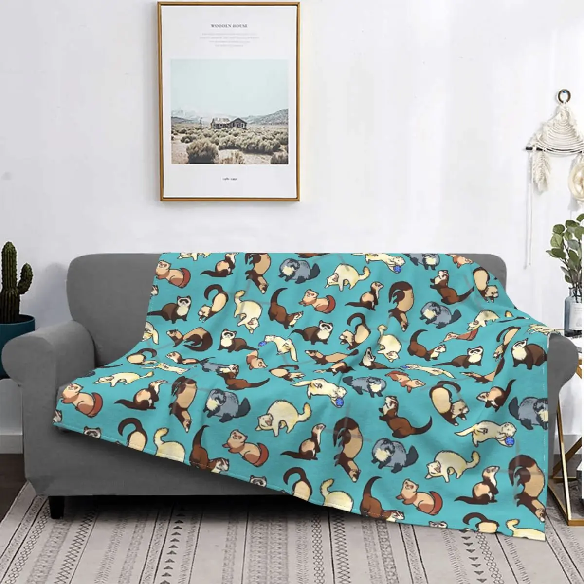 

Cubrecamas de gato en Manta azul, cubrecama a cuadros para cama y sofá, fundas de invierno, 135