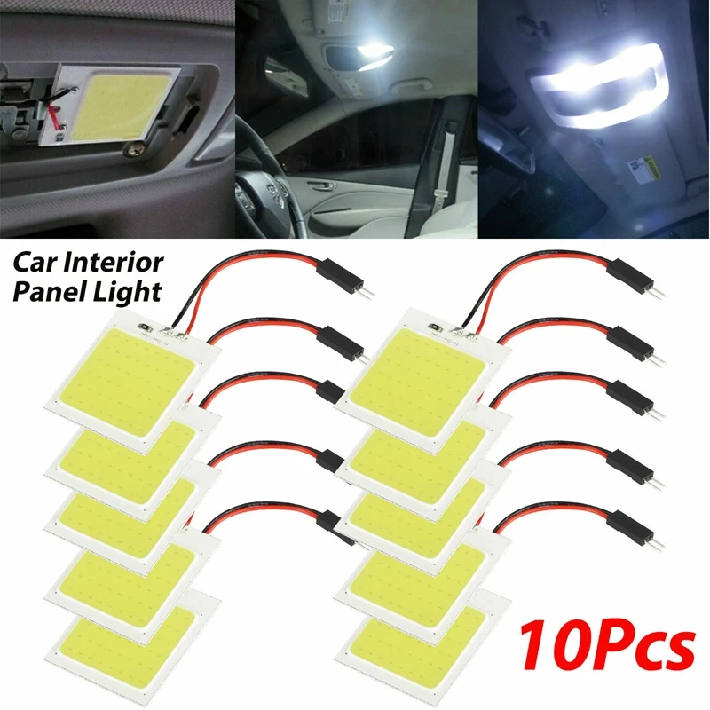 

10Pc/Set 48SMD COB White LED T10 BA9S Car Interior Panel Light Dome Map Lamp Bulbs