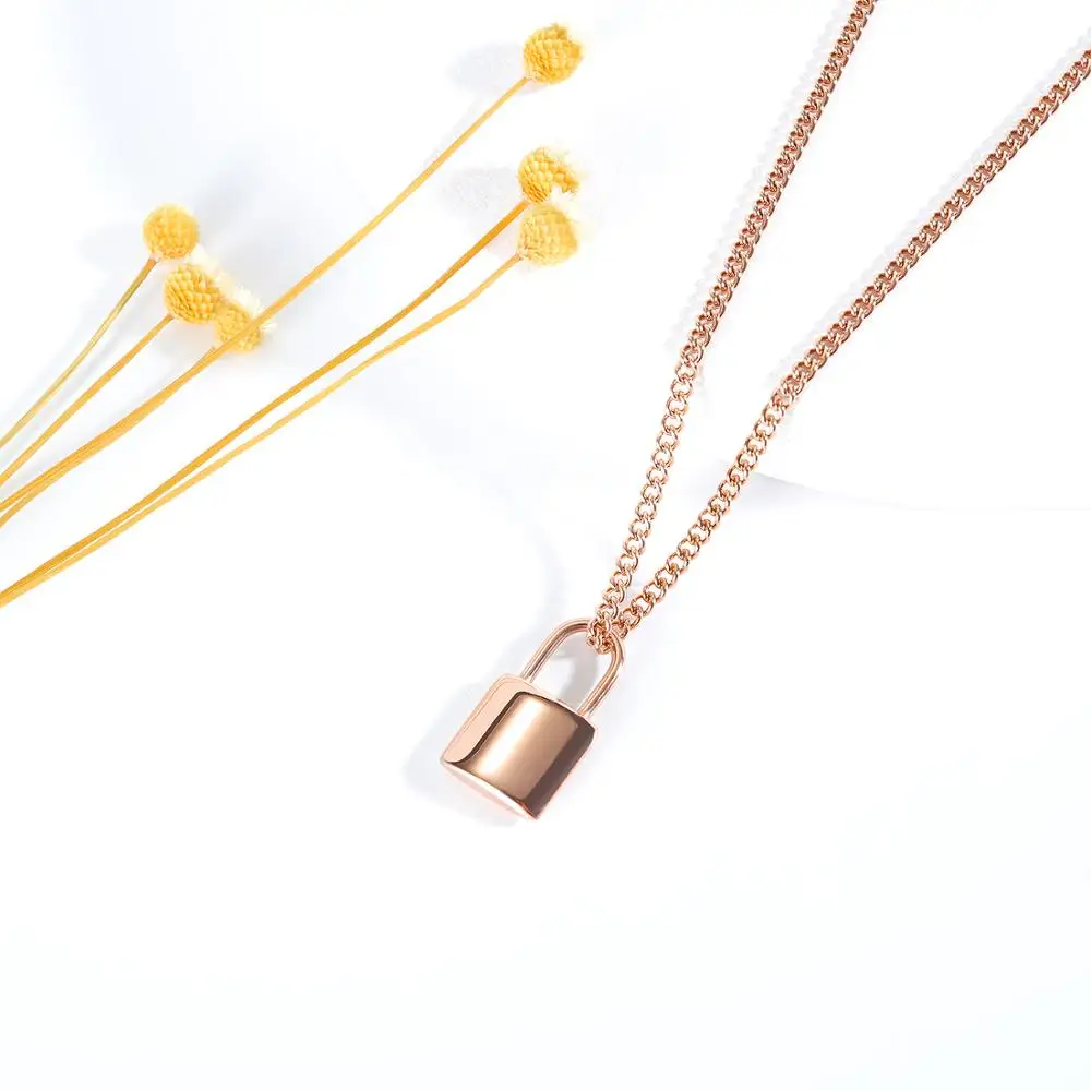 Модное ожерелье с подвеской в виде замка из розового золота для женщин и мужчин