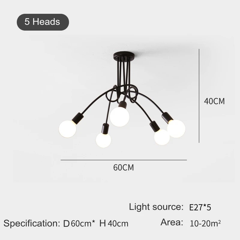 Белая и черная Скандинавская люстра в стиле лофт винтажная потолочная лампа В