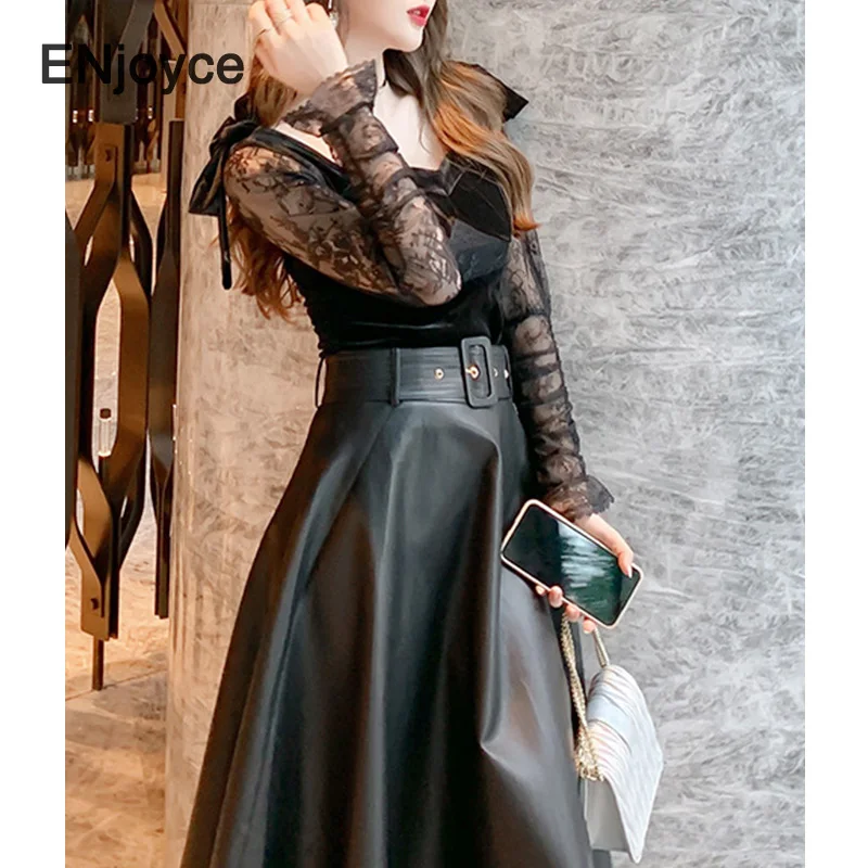 Осень-зима Новая Винтажная обувь из искусственной кожи PU цвета: черный юбка для