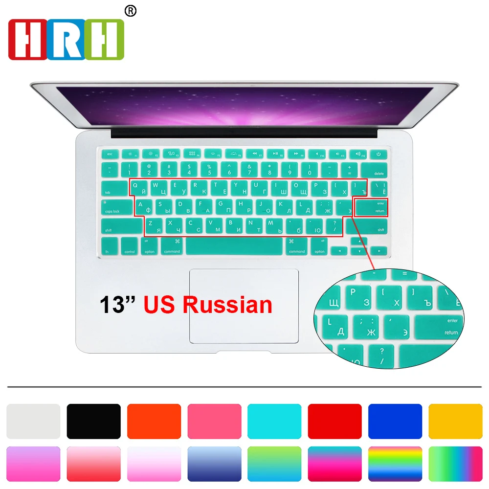 Тонкая защитная пленка HRH с русской клавиатурой США для Macbook Air Pro Retina чехол