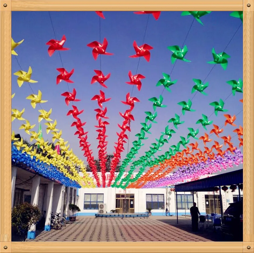 

Wire rope windmill 21CM four-leaf colorful windmill string children's kindergarten outdoor decoration layout park scenic area