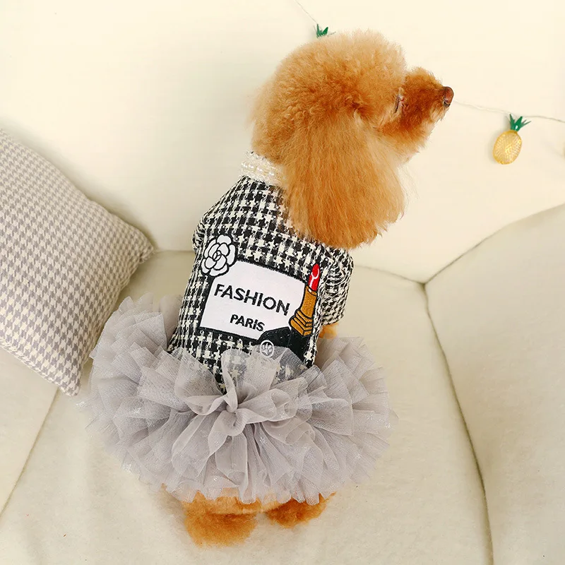 Милое клетчатое зимнее платье принцессы маленький щенок юбка пачка с