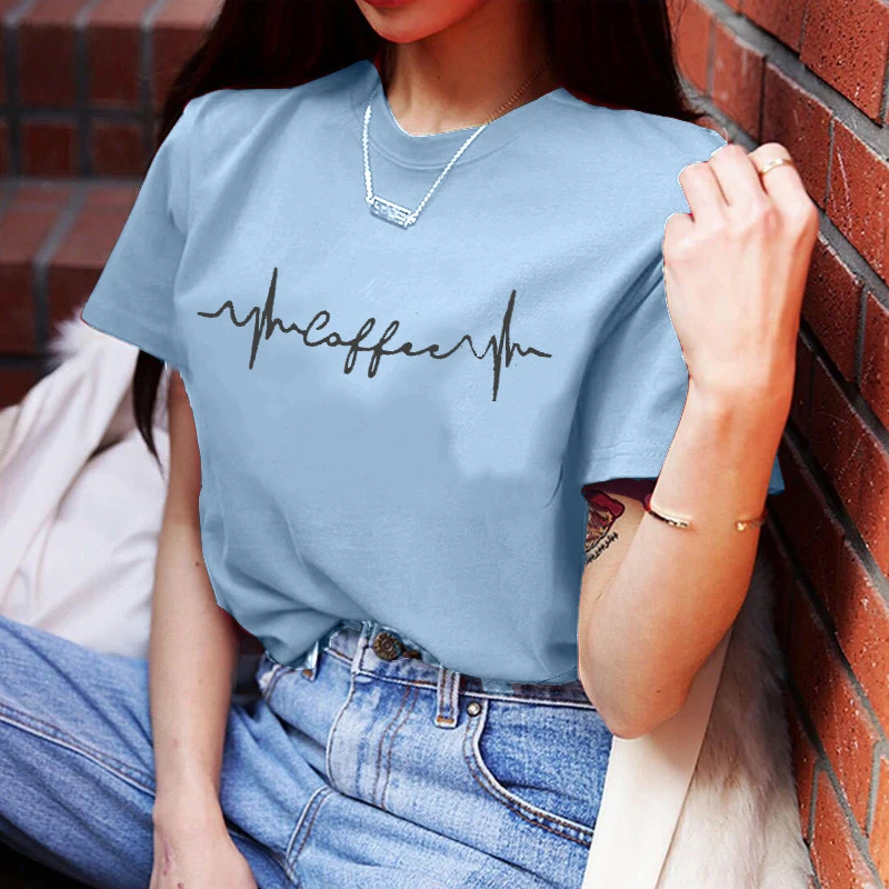 2020 летняя Хлопковая женская простая футболка с рисунком и круглым вырезом тонкая