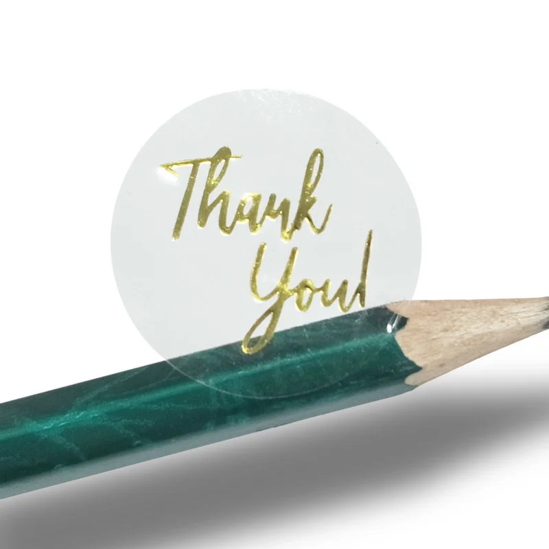 

500 Pcs A Roll Gold Foil Thank You Stickers Wedding Handmade Round Seal Lable Handicraft Envelope Wasi Tape Cute Stationary
