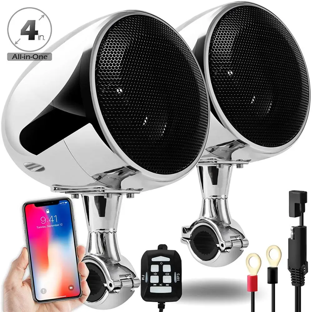 Aileap SPK350 Высокая производительность 4 дюйма Водонепроницаемый мотоцикла ATV Bluetooth Динамик с 300W Встраиваемые класса D усилитель(хром