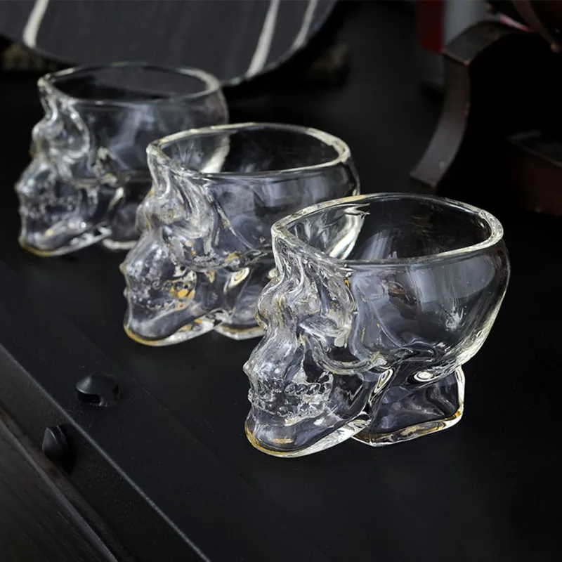 1/2/6Pcs Skull Espresso Coffee Cup Glass Mug Skeleton Whisky Bar Wine Glasses Transparent Vodka Shot Wine Glass Novelty Barware